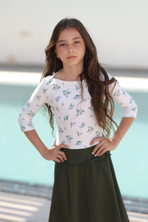 שמלת בגד ים שמנת-ירוק