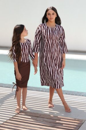 בגד גוף זברה חום + חצאית כיווץ חום